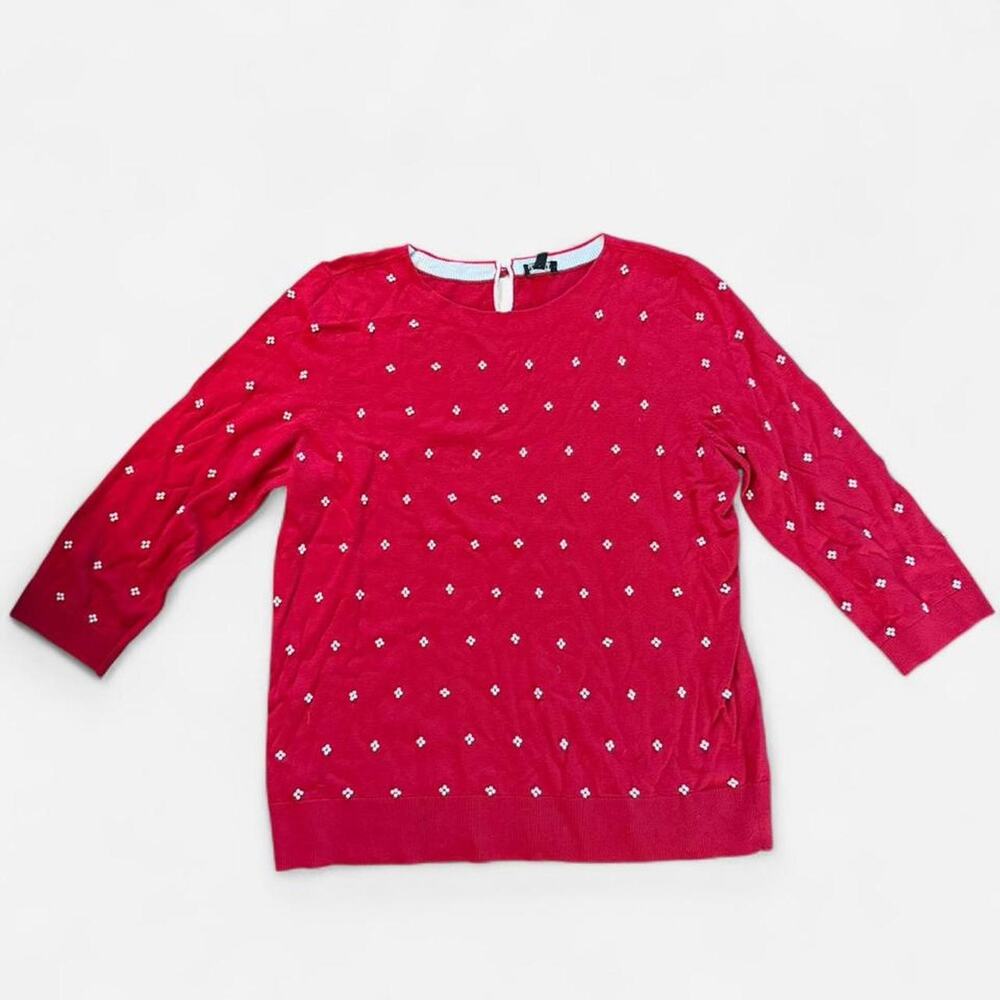 Red talbots sweater with pearls